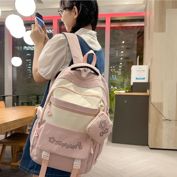 バックパック 通学 キャンパスライフ 星型ワッペン リュック