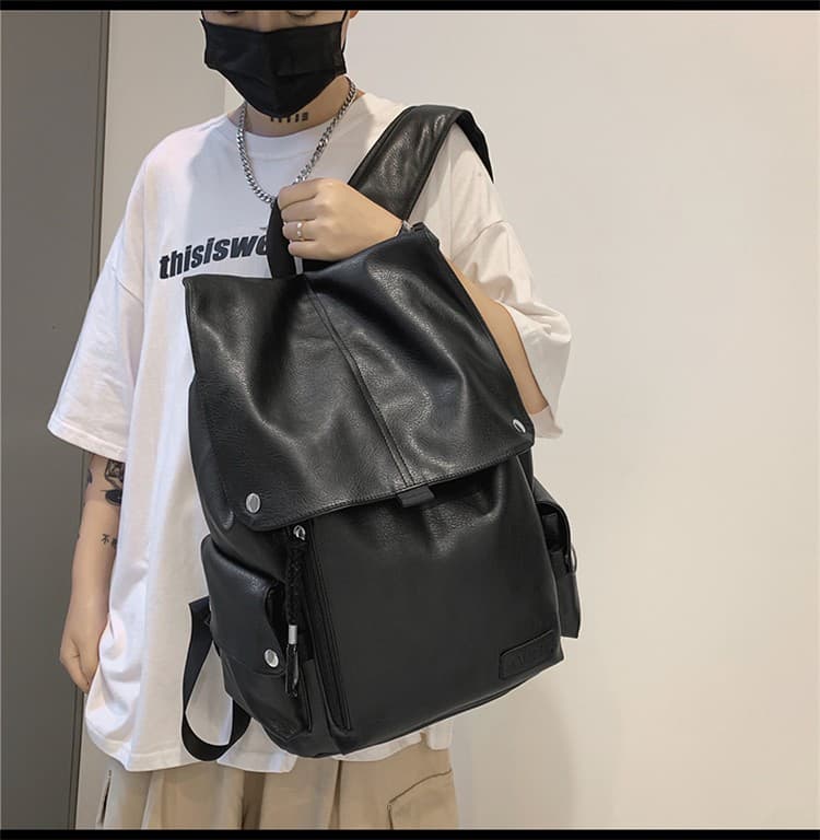 バックパック フラップ式本革リュック