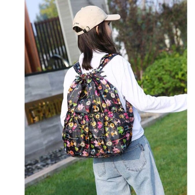 バックパック 花柄巾着型リュック