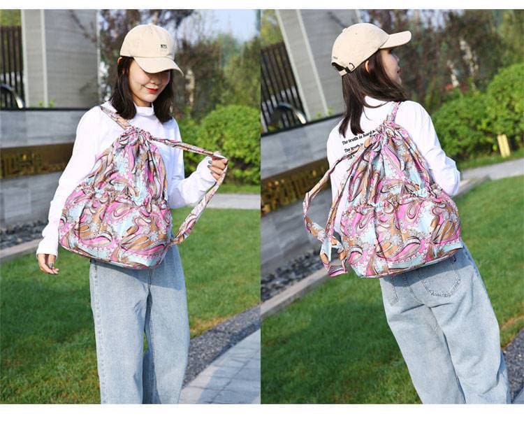 バックパック 花柄巾着型リュック