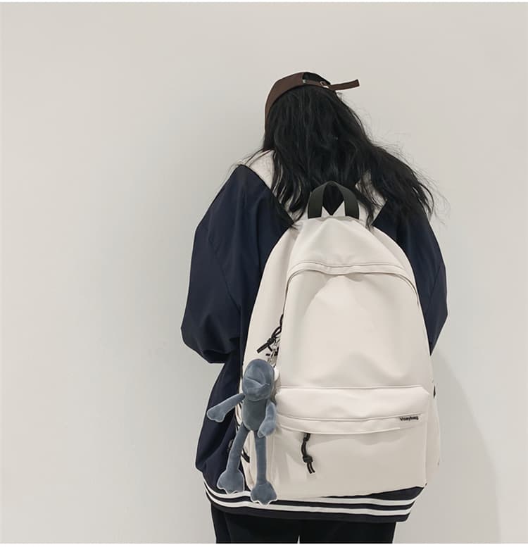 バックパック シンプル学生リュック マスコット付き